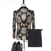 2 Pieces Floral Blazer Sets Men's Suit Single Breasted Shawl Lapel Wedding Tuxedo Jacket Pants Fashion Coat Slim Fit 2024